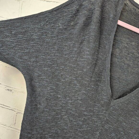 Eileen Fisher Sweater Top Womens L Linen Cotton Blend V Neck Short Sleeve Staple - Picture 3 of 11